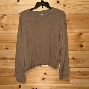 Wishlist Ribbed Knit Sweatshirt - Brown